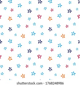 seamless pattern with small abstract variegated flowers on a white background. flat design. floral theme. for packaging, paper, fabric. print for clothes