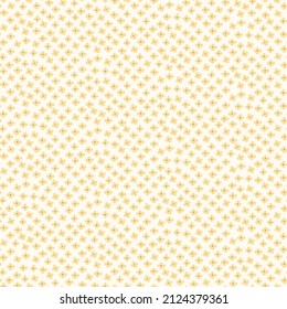 Seamless pattern of small abstract yellow flowers on a cream background.

