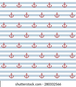 seamless pattern with small anchors on striped background