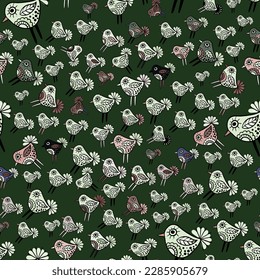 Seamless pattern with small birds. Vector file for designs.