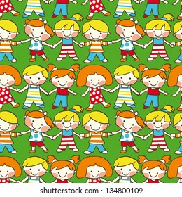 Seamless pattern - small cartoon children