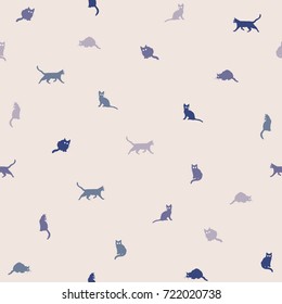 Seamless pattern with small cats