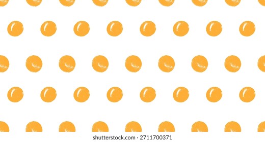 Seamless pattern with small circles. Charcoal polka dots endless background. Yellow and white grunge dot repeat cover. Round crayon continuous ornament. Vector textured illustration.