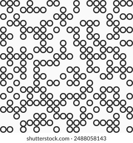 Seamless pattern with small circles or dots. Geometric halftone dots pattern. Randomly arranged dots. Seamless vector repeating background. Black dots pattern isolated on white background.