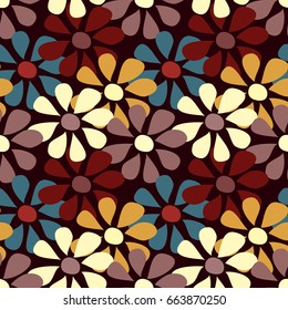 Seamless pattern of small colored flowers