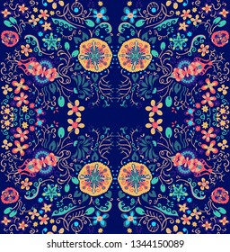 Seamless pattern. Small colorful flowers. Trend textile print. For womenswear, interior decor.
