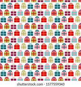 Seamless Pattern Small Colorful Graphic Gifts With Ribbon