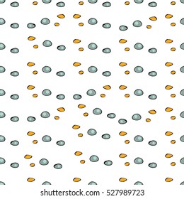 Seamless pattern of small colorful stones on a white background
