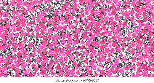 Seamless pattern in small cute flowers. Liberty style millefleurs. Floral background for textile, wallpaper, pattern fills, covers, surface, print, gift wrap, scrapbooking, decoupage.
