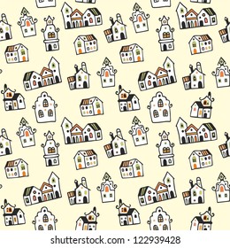 seamless pattern with small cute houses i