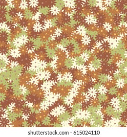 Seamless Pattern with Small Daisy Flowers. High Coverage Floral Background for Fabric, Textile Wallpaper. Bright Texture in Country Style