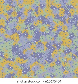Seamless Pattern with Small Daisy Flowers. High Coverage Floral Background for Fabric, Textile Wallpaper. Bright Texture in Country Style
