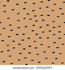 Seamless pattern with Small Dashes. Various dots and doodle lines. Repeated black spots on beige background. Simple Vector Illustration.