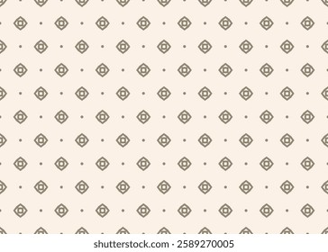 seamless pattern with small diamonds. Beige minimalistic background with dots and rhombus for textile, linen, shirts, blouses, scarf, silk. Subtle simple geometric backdrop