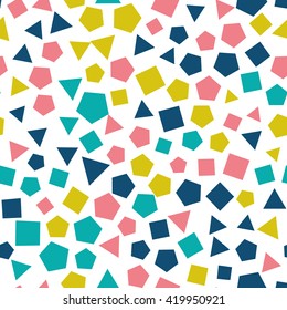 Seamless pattern with small different shapes of fresh colors on a white background