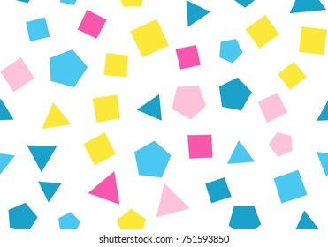 Seamless pattern with small different shapes on a white background