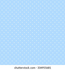 Seamless pattern in a small dot, polka dot style in white on a pale blue background.