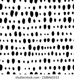 Seamless pattern with small dots or dashes. Geometric vector simple background. Memphis style background with small dashes. Regular rain motif. Black doodle ornament. Retro black and white texture.