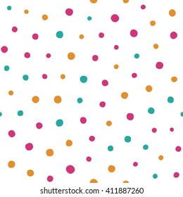 Seamless pattern with small dots of spring colors on a white background