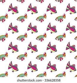 Seamless pattern with small fishes