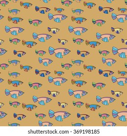 Seamless pattern with small fishes