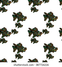 Seamless pattern with small fishes