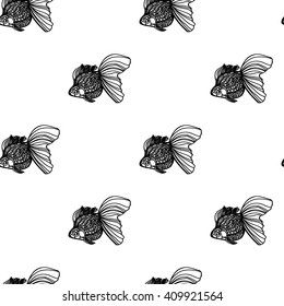Seamless pattern with small fishes