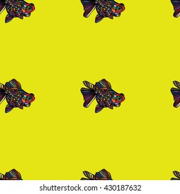 Seamless pattern with small fishes