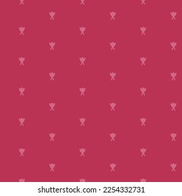 Seamless pattern of small floral symmetrical motif on a deep magenta background
