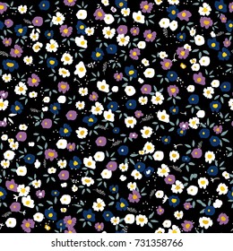 Seamless pattern in small flower. Cute floral background. Vector illustration