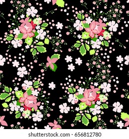 Seamless pattern in small flower. Floral background for fabric, wrapping, paper. Cute vintage template. 