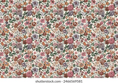 seamless pattern. Small flowers, all print .