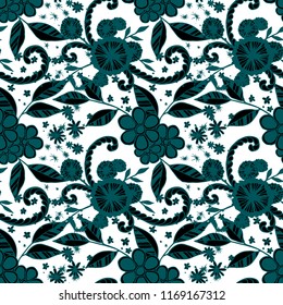Seamless Pattern with Small Flowers in Country Style. Autumn Floral Texture with Hand Drawn Doodles. Small Natural Rapport for Dress, Cloth, Paper. Vector Seamless Background with Wild Flowers.