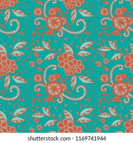 Seamless Pattern with Small Flowers in Country Style. Summer Floral Texture with Hand Drawn Doodles. Small Natural Rapport for Fabric, Cloth, Textile. Vector Seamless Background with Wild Flowers.