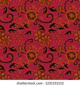 Seamless Pattern with Small Flowers in Country Style. Summer Floral Texture with Hand Drawn Doodles. Small Natural Rapport for Fabric, Linen, Textile. Vector Seamless Background with Wild Flowers.