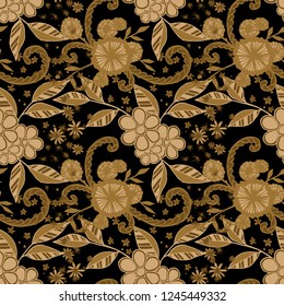 Seamless Pattern with Small Flowers in Country Style. Summer Floral Texture with Hand Drawn Doodles. Small Natural Rapport for Chintz, Linen, Textile. Vector Seamless Background with Wild Flowers.