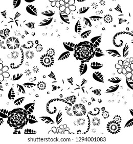 Seamless Pattern with Small Flowers in Country Style. Summer Floral Texture with Hand Drawn Doodle Blossoms, Leaves and Buds. Small Natural Rapport for Fabric, Linen, Textile. Vector.