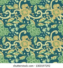 Seamless Pattern with Small Flowers in Country Style. Summer Floral Texture with Hand Drawn Doodles. Small Natural for Fabric, Cloth, Textile. Vector Seamless Background with Wild Flowers.
