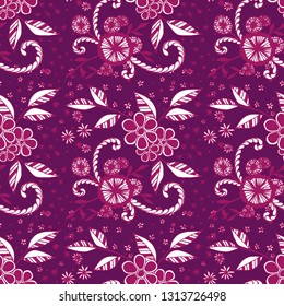 Seamless Pattern with Small Flowers in Country Style. Autumn Floral Texture with Hand Drawn Doodles. Small Natural Rapport for Dress, Print, Cotton. Vector Seamless Background with Wild Flowers.