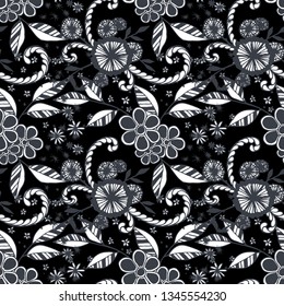 Seamless Pattern with Small Flowers in Country Style. Spring Floral Texture with Hand Drawn Doodles. Small Natural Rapport for Fabric, Cloth, Paper. Vector Seamless Background with Wild Flowers.