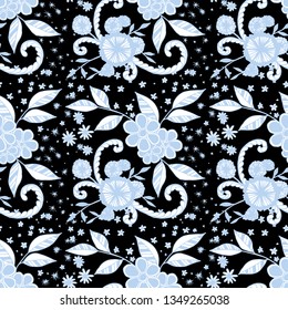 Seamless Pattern with Small Flowers in Country Style. Autumn Floral Texture with Hand Drawn Doodles. Small Natural Rapport for Fabric, Cloth, Paper. Vector Seamless Background with Wild Flowers.