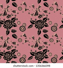 Seamless Pattern with Small Flowers in Country Style. Summer Floral Texture with Hand Drawn Doodle Blossoms, Leaves and Buds. Small Natural Rapport for Chintz, Cotton, Calico. Vector.