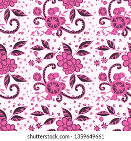 Seamless Pattern with Small Flowers in Country Style. Autumn Floral Texture with Hand Drawn Doodles. Small Natural Rapport for Chintz, Cotton, Calico. Vector Seamless Background with Wild Flowers.