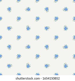 Seamless pattern in small flowers. Country style millefleurs. Floral meadow background for textile, wallpaper, pattern fills, covers, surface, print, gift wrap, scrapbooking, decoupage. Regular order.