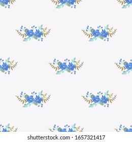Seamless pattern in small flowers. Country style millefleurs. Floral meadow background for textile, wallpaper, pattern fills, covers, surface, print, gift wrap, scrapbooking, decoupage. Regular order.