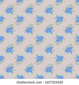 Patrón inoxidable en flores pequeñas. Millefleurs de estilo campestre. Fondo de pradera floral para textiles, papel pintado, rellenos de patrón, cubiertas, superficie, impresión, envoltura de regalo, desguace, desacoplamiento. Orden regular.
