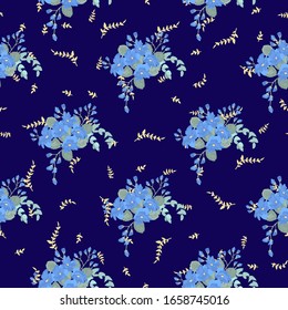 Patrón inoxidable en flores pequeñas. Millefleurs de estilo campestre. Fondo de pradera floral para textiles, papel pintado, rellenos de patrón, cubiertas, superficie, impresión, envoltura de regalo, desguace, desacoplamiento. Orden regular.