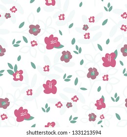 Seamless pattern with small flowers and leaves, endless floral print for fabric, Wallpaper, covers, surface, print, wrap, scrapbooking. Vector illustration