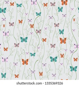 Seamless pattern with small flowers and leaves, endless floral print for fabric, Wallpaper, covers, surface, print. Vector illustration 