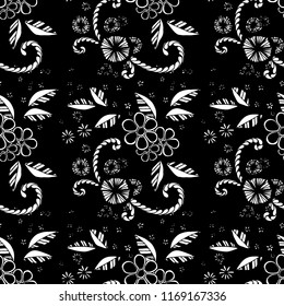 Seamless Pattern with Small Flowers in Liberty Style. Autumn Floral Texture with Hand Drawn Doodles. Small Natural Rapport for Print, Cotton, Calico. Vector Seamless Background with Wild Flowers.